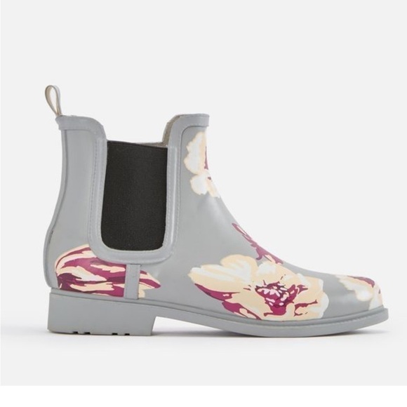 JustFab grey floral Rouela Rain Boot short size 8 - Picture 5 of 9